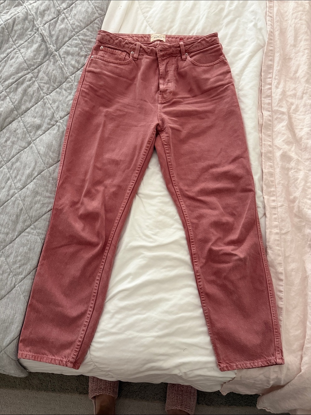 Sezane Straight Leg Jeans in Dusty Rose